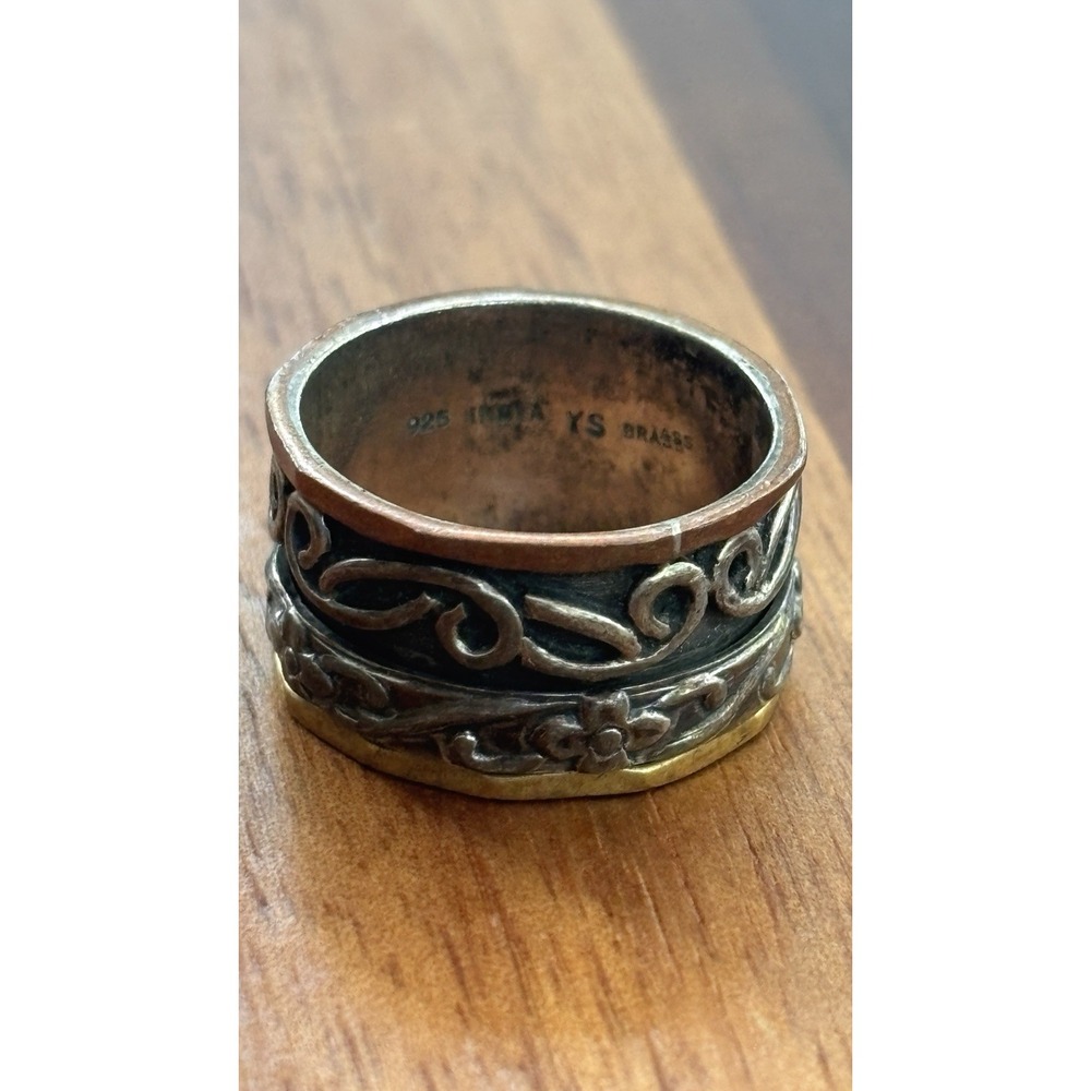YS Sterling Silver And Brass Spinner Band Ring 7.2 Grams Size 8.5